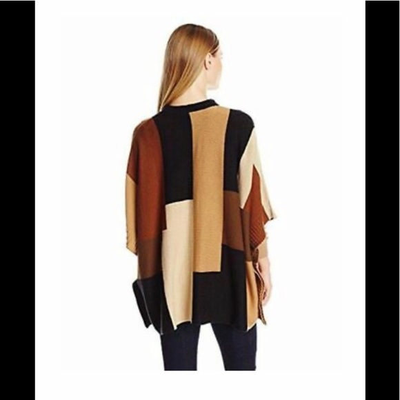 Rafaella Color Block Intarsia Poncho - Picture 2 of 9